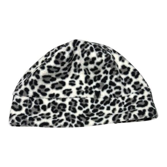St. John’s Bay Black/White Animal Print Winter Hat - Classic Warm Fleece Beanie - Picture 1 of 4